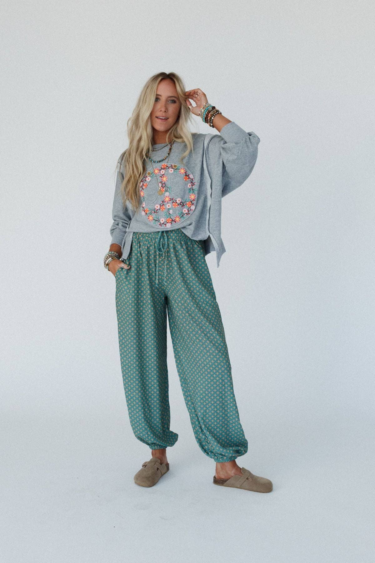 Mystic Mirage Printed Joggers - Teal