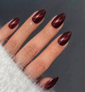 Deep Rose Cat-Eye Almond Press-On Nails - 24PCs