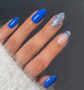 Sweet Blue Floral Short Almond Press-On Nails - 24PCs
