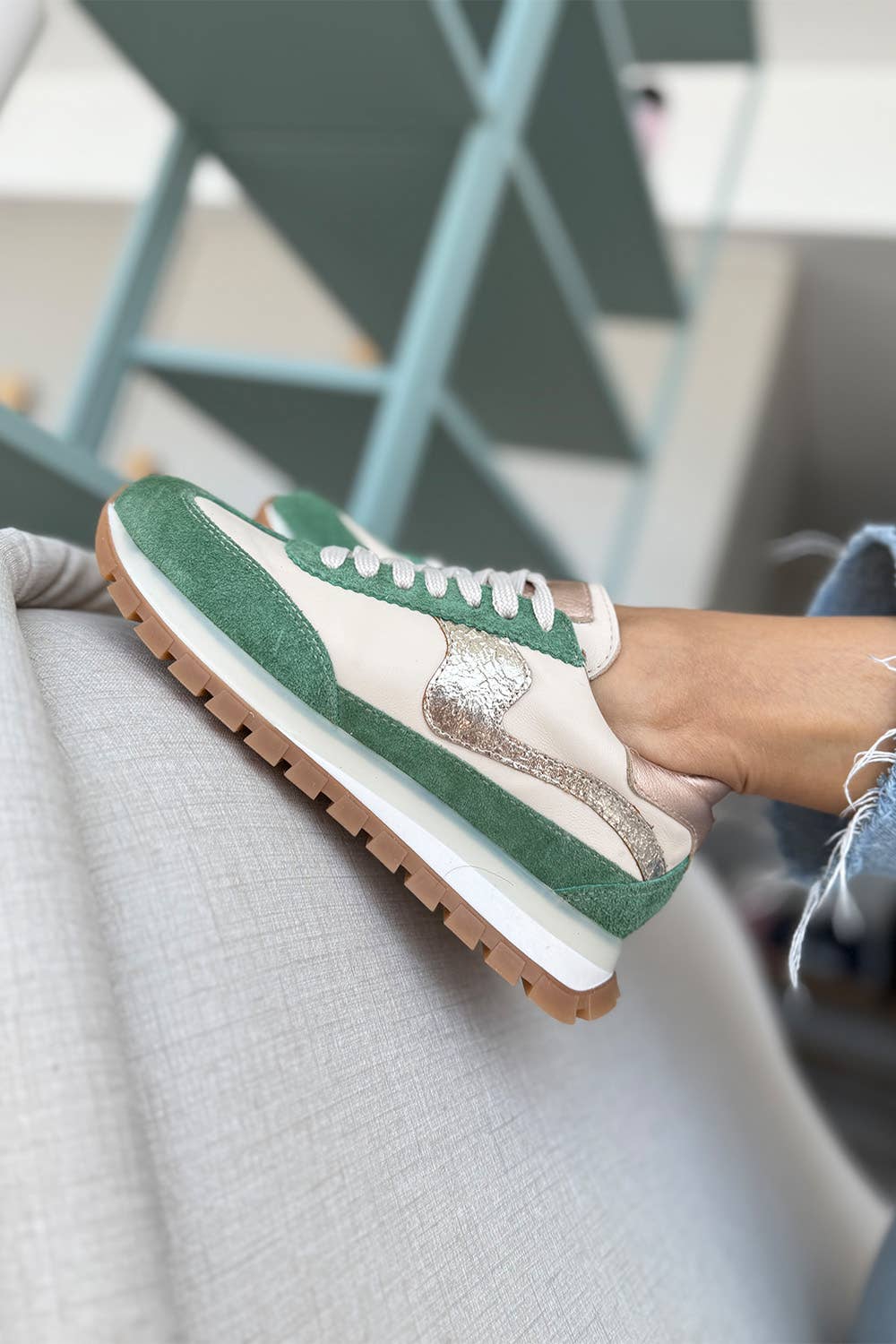 Ready to Ship - Lumia – Green – Cow Leather Sneakers