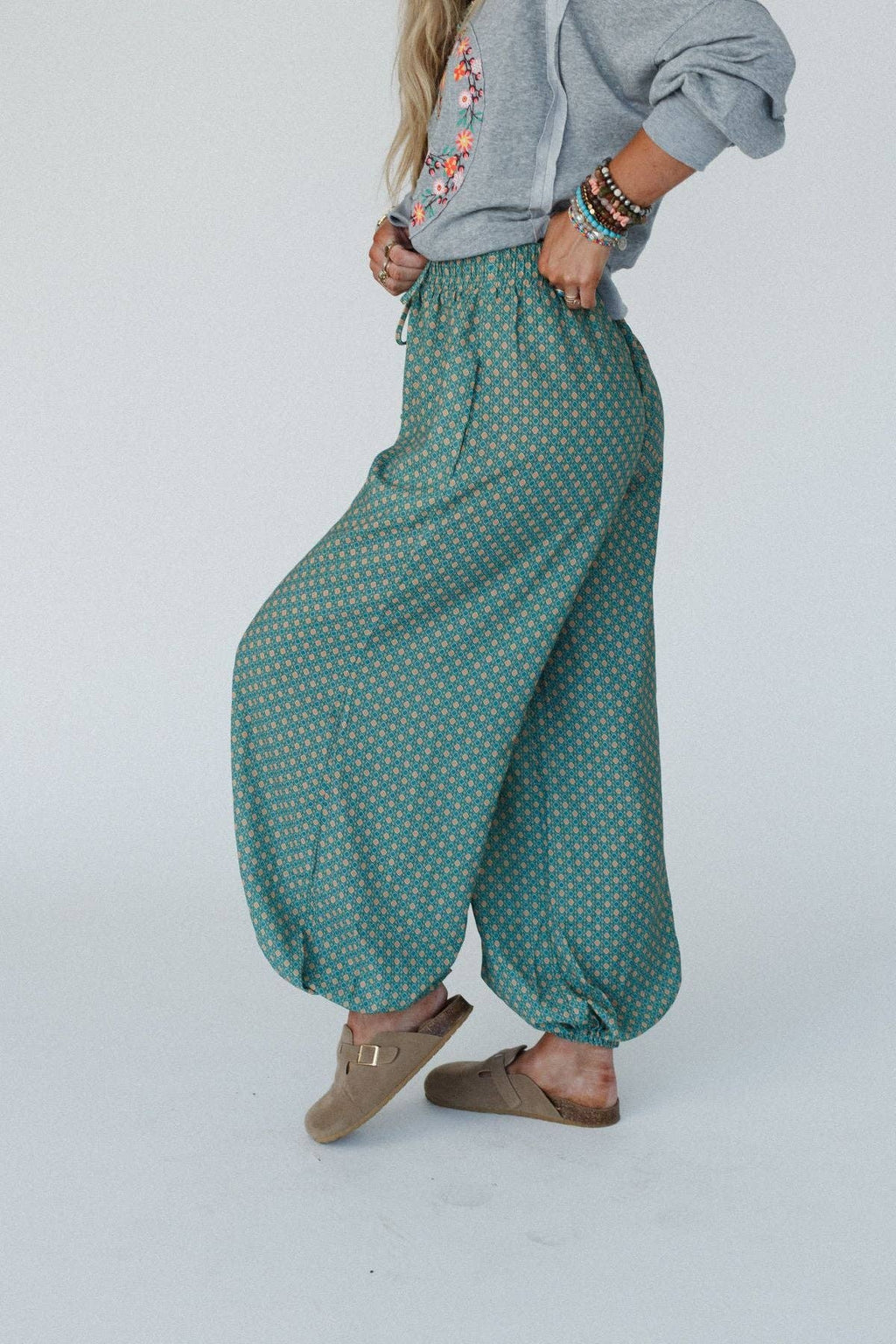 Mystic Mirage Printed Joggers - Teal