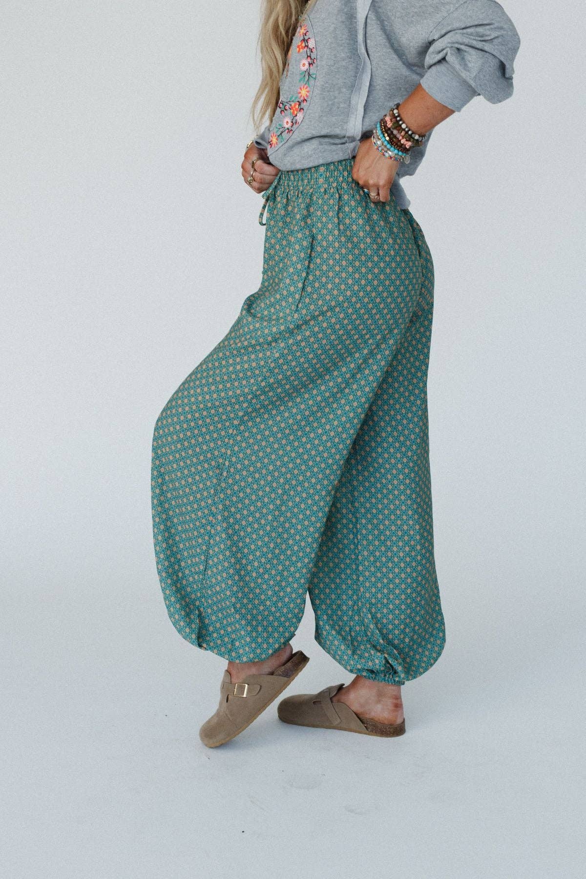 Mystic Mirage Printed Joggers - Teal