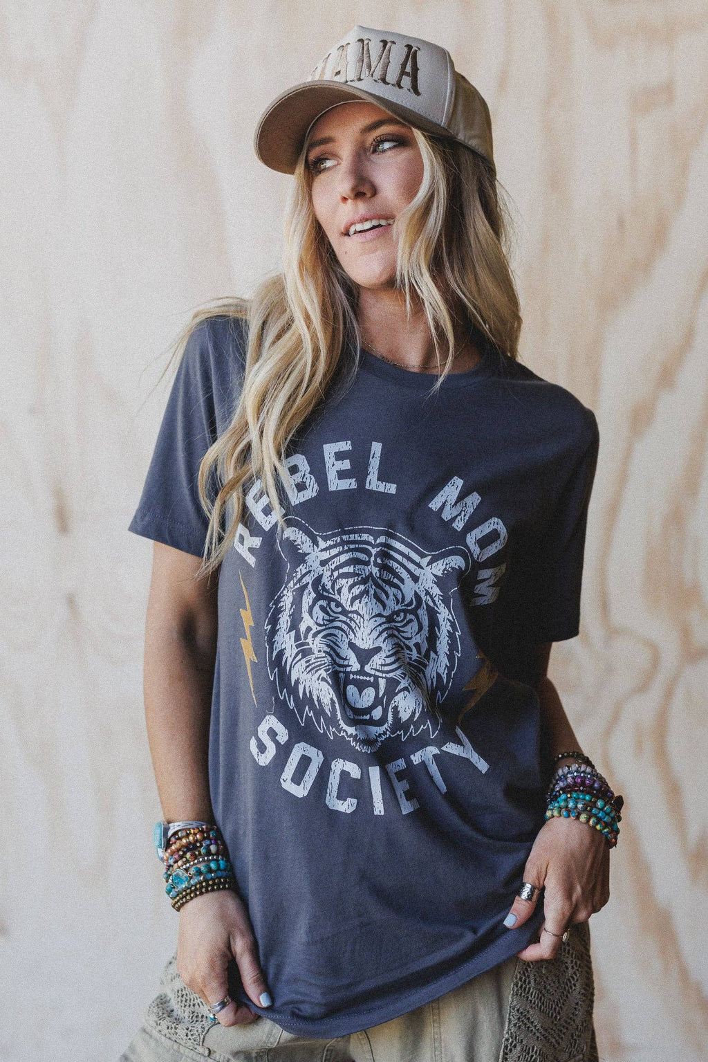 Rebel Mom Society Tee - Charcoal
