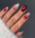 Deep Red Starry French Tip Press-On Nails - 24PCs