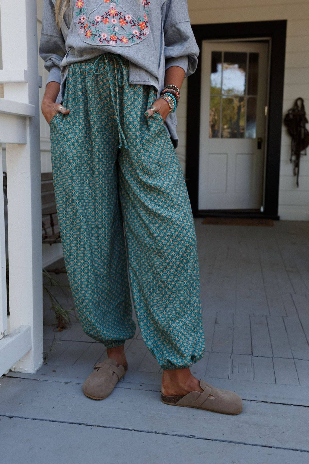 Mystic Mirage Printed Joggers - Teal