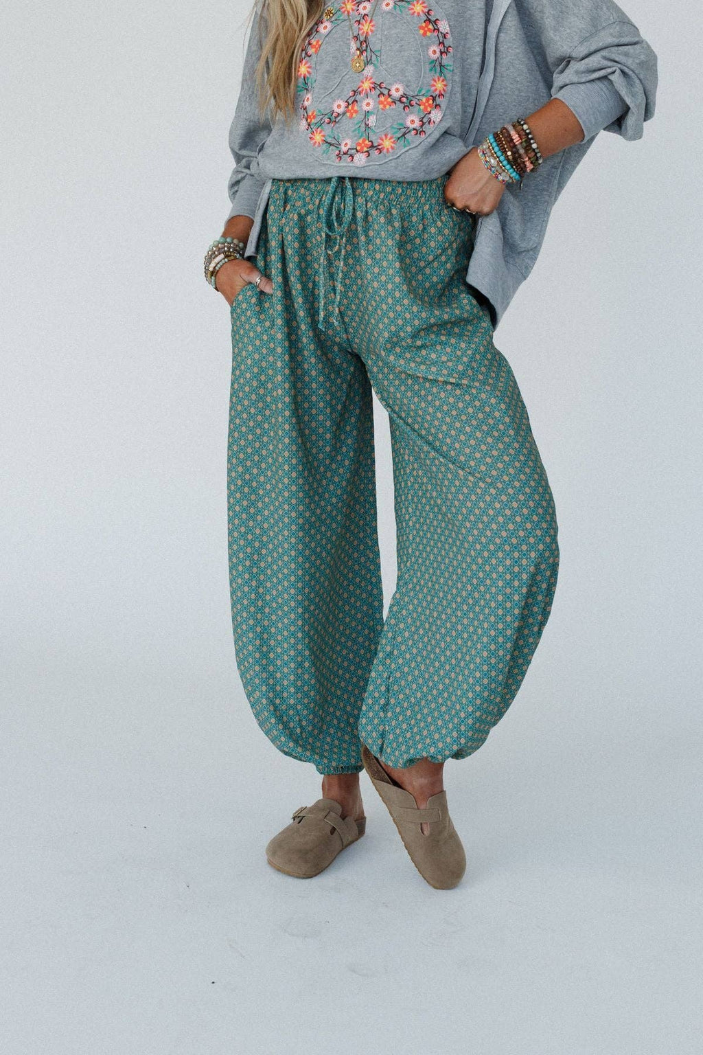 Mystic Mirage Printed Joggers - Teal