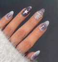 Celestial Purple Diamond and Bow Press-On Nails - 24PCs