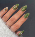 Sparkling Starry Green Almond Press-On Nails - 24PCs