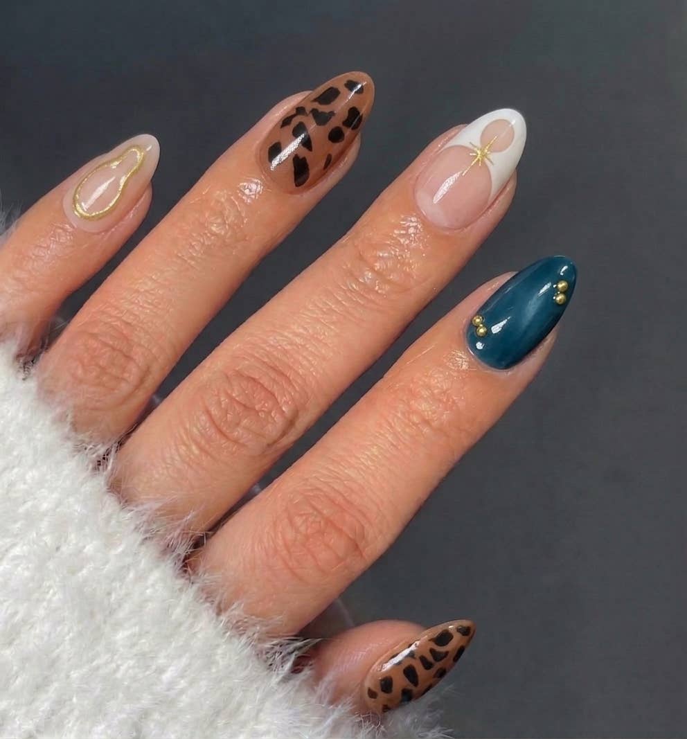 Irregular Leopard French Tip Press-On Nails - 24PCs