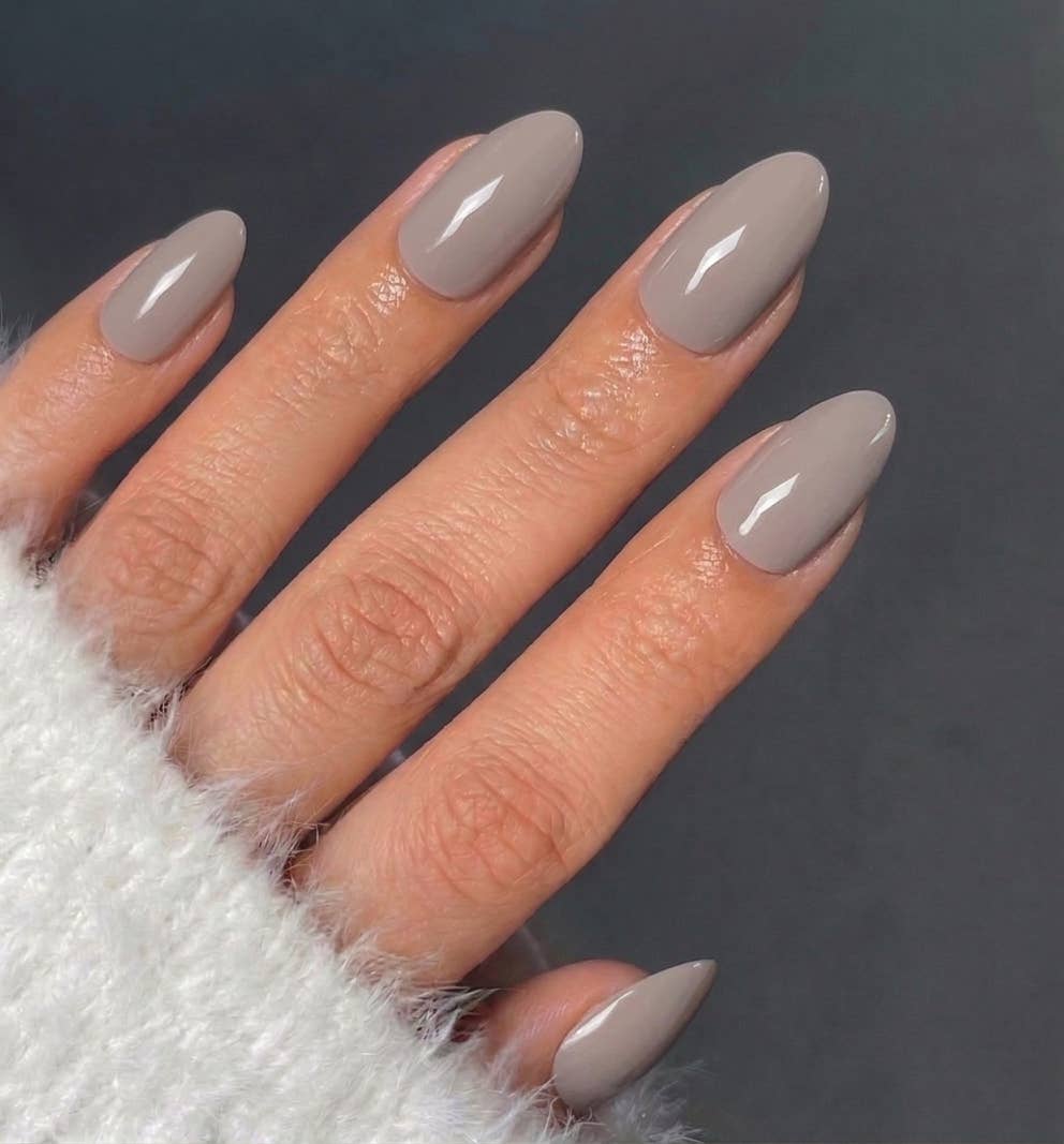 Solid Light Gray Almond Press-On Nails - 24PCs