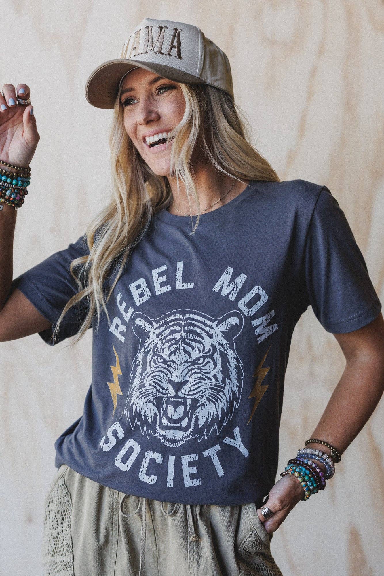Rebel Mom Society Tee - Charcoal