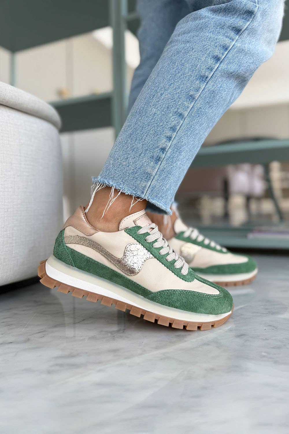 Ready to Ship - Lumia – Green – Cow Leather Sneakers