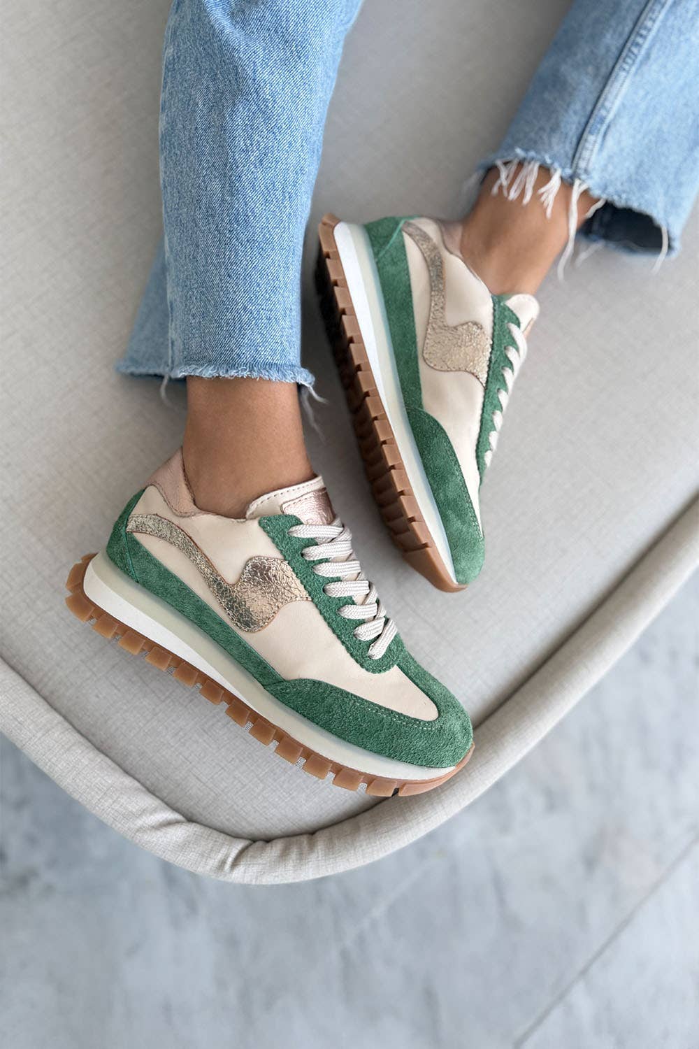 Ready to Ship - Lumia – Green – Cow Leather Sneakers