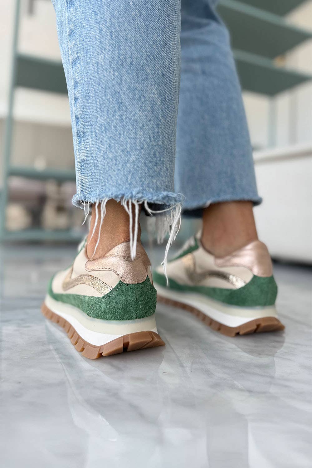 Ready to Ship - Lumia – Green – Cow Leather Sneakers