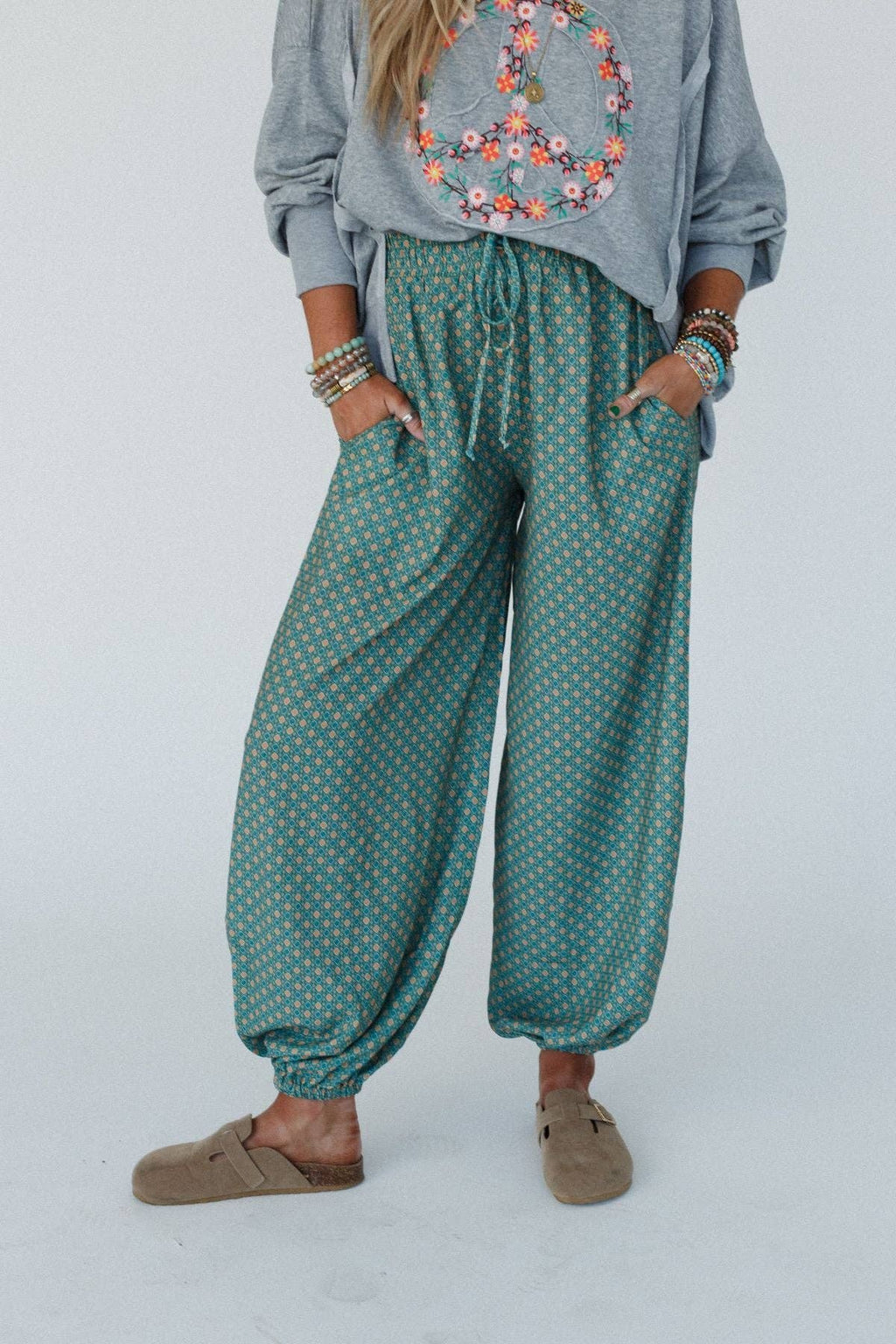 Mystic Mirage Printed Joggers - Teal
