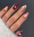 Whimsical Cat and Strawberry Garden Press-On Nails - 24PCs