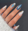 Deep Sea Starlight Cat-Eye Almond Press-On Nails - 24PCs